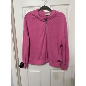 Roxy Womens Pink Quarter Zip Fleece Hoodie Sweatshirt Size Large ERJFT04561